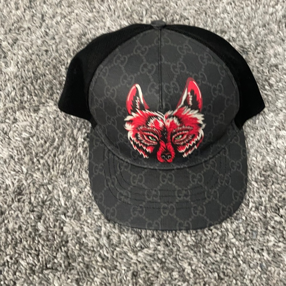 Gucci leather hat.